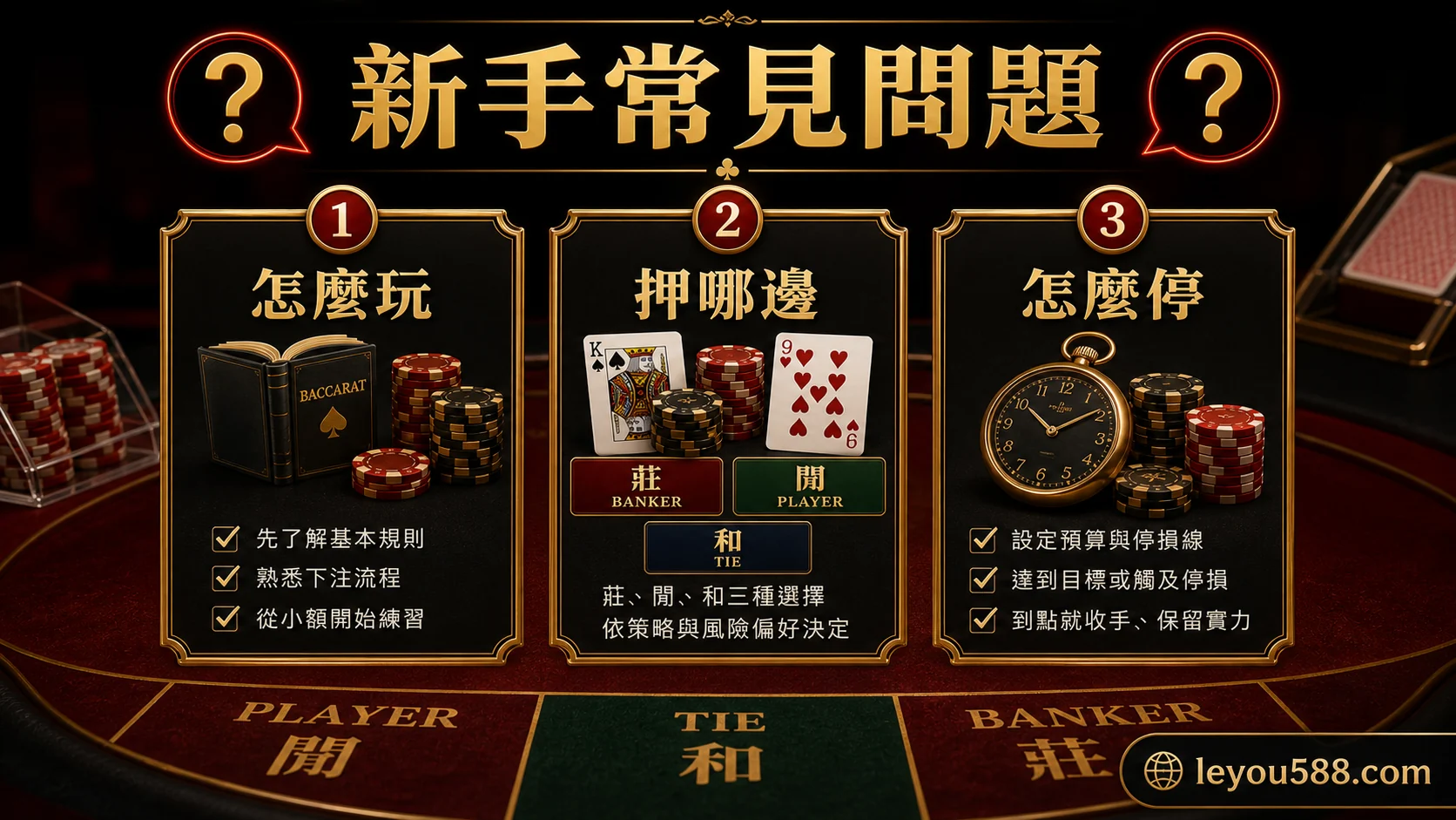 百家樂新手常見問題:怎麼玩、押哪邊、怎麼停