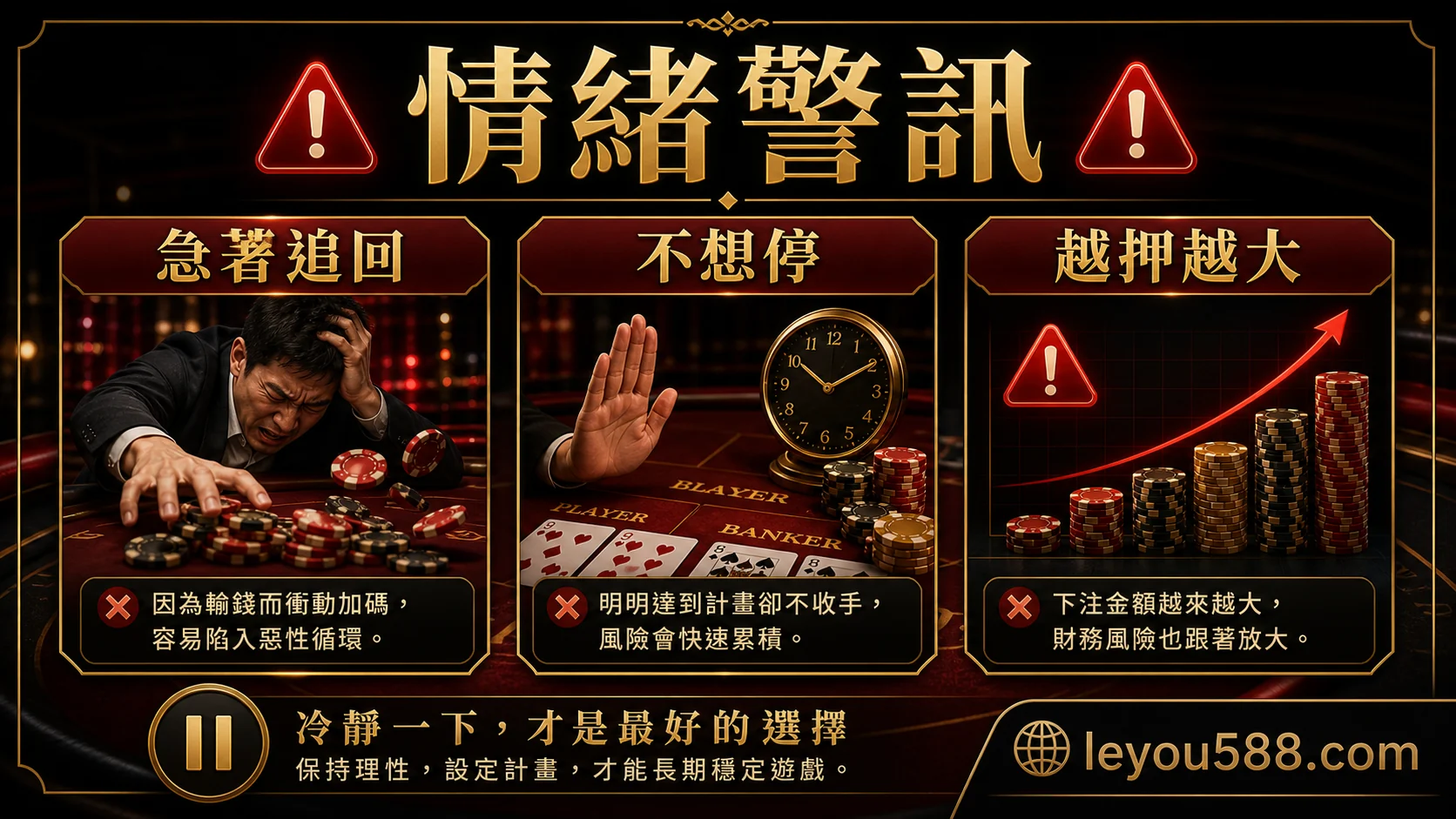 百家樂情緒警訊：急著追回、不想停、越押越大