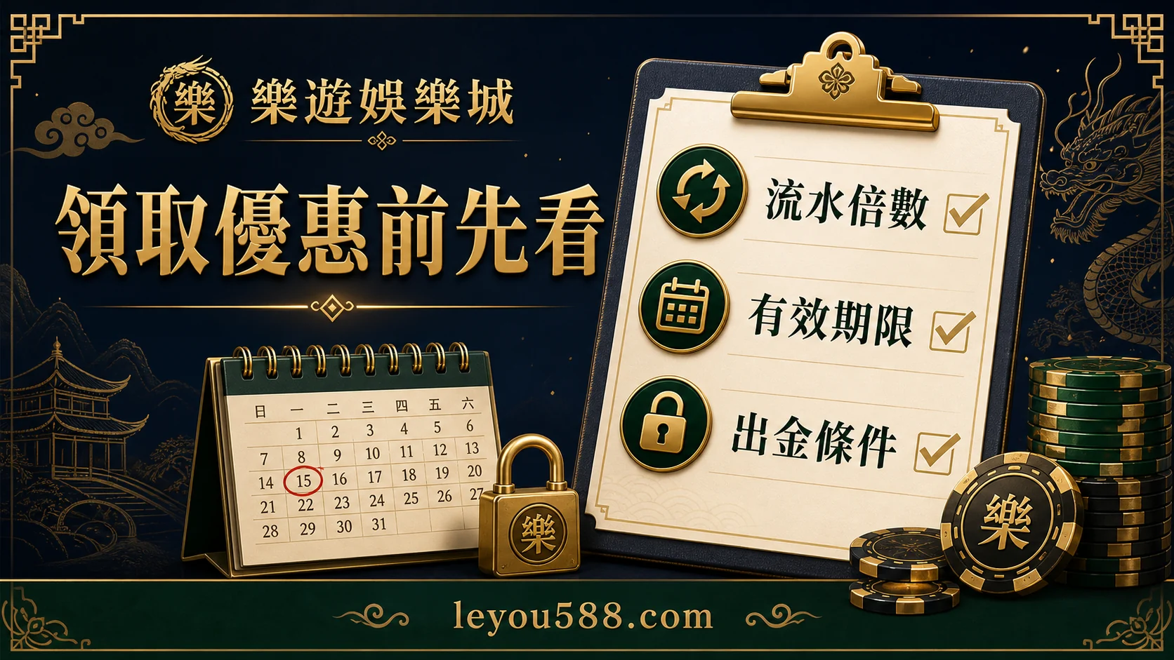 流水倍數有效期限與出金條件示意圖