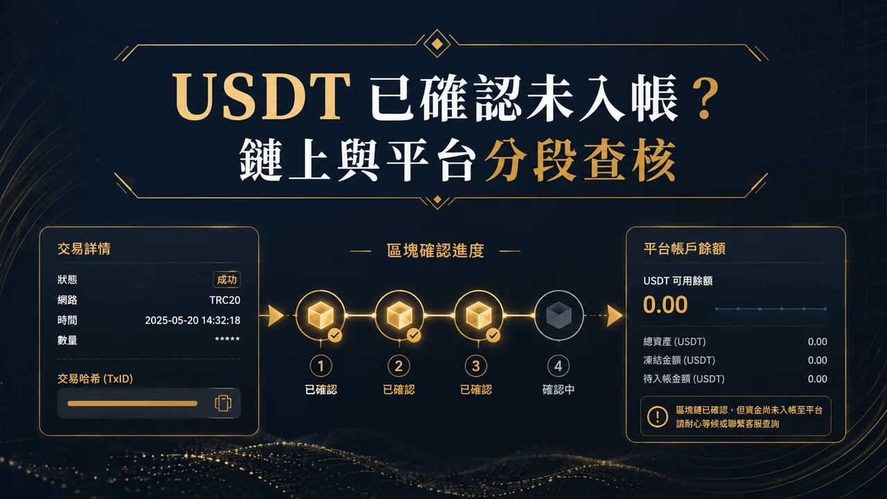 USDT 已確認卻還沒入帳怎麼查？鏈上確認與平台入帳的分段流程特色封面圖